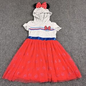 Disney‎ Minnie Mouse Hooded Tulle Gray Red Skirt Dress Girl's SMALL 6/7
